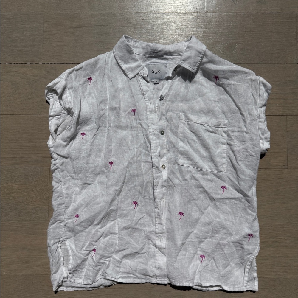 Rails White and Purple Casual Button Down Shirt
